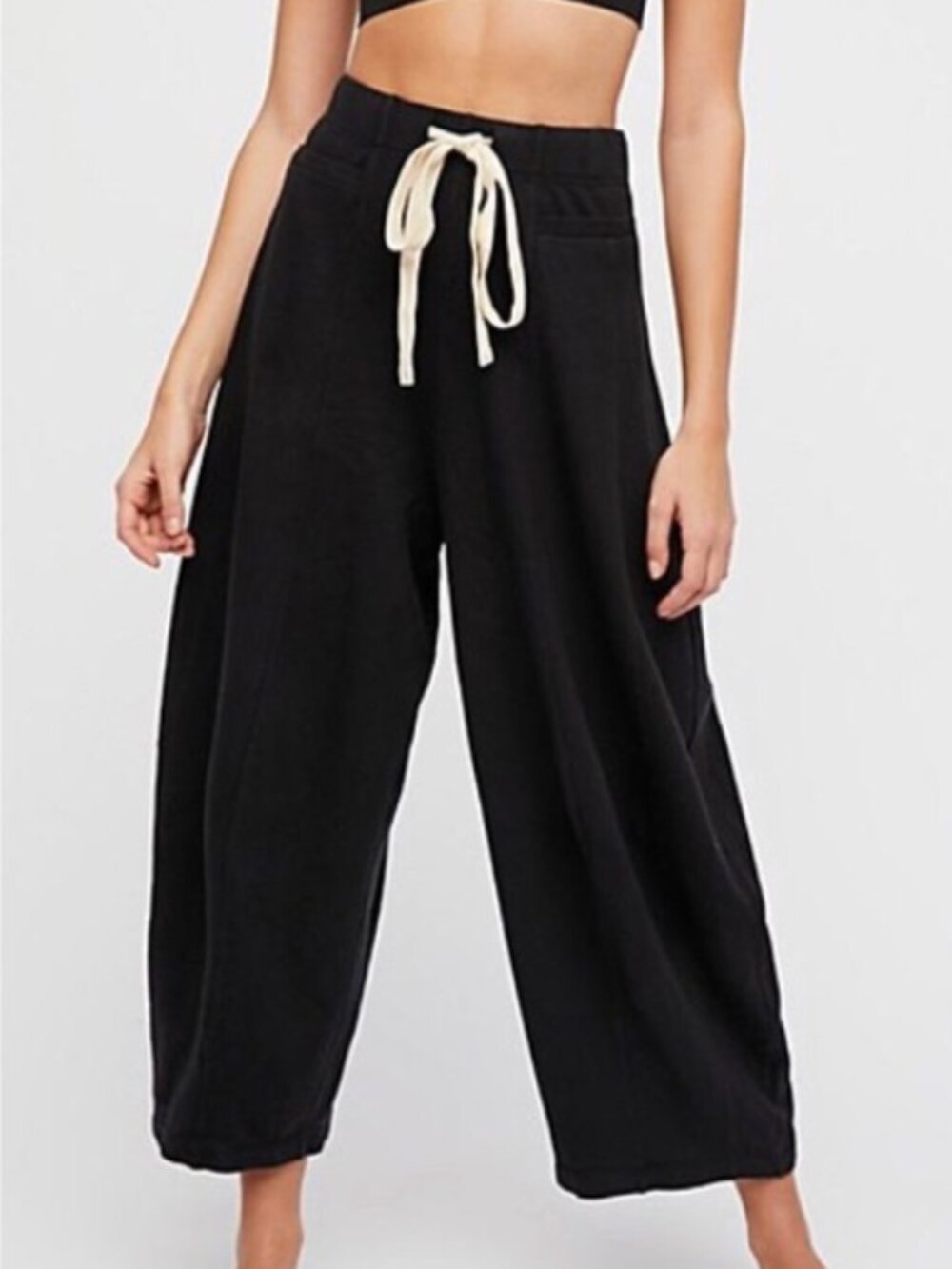 Free People Wild Is The Wind Pants Size S Linen Cotton Drawstring Cropped
